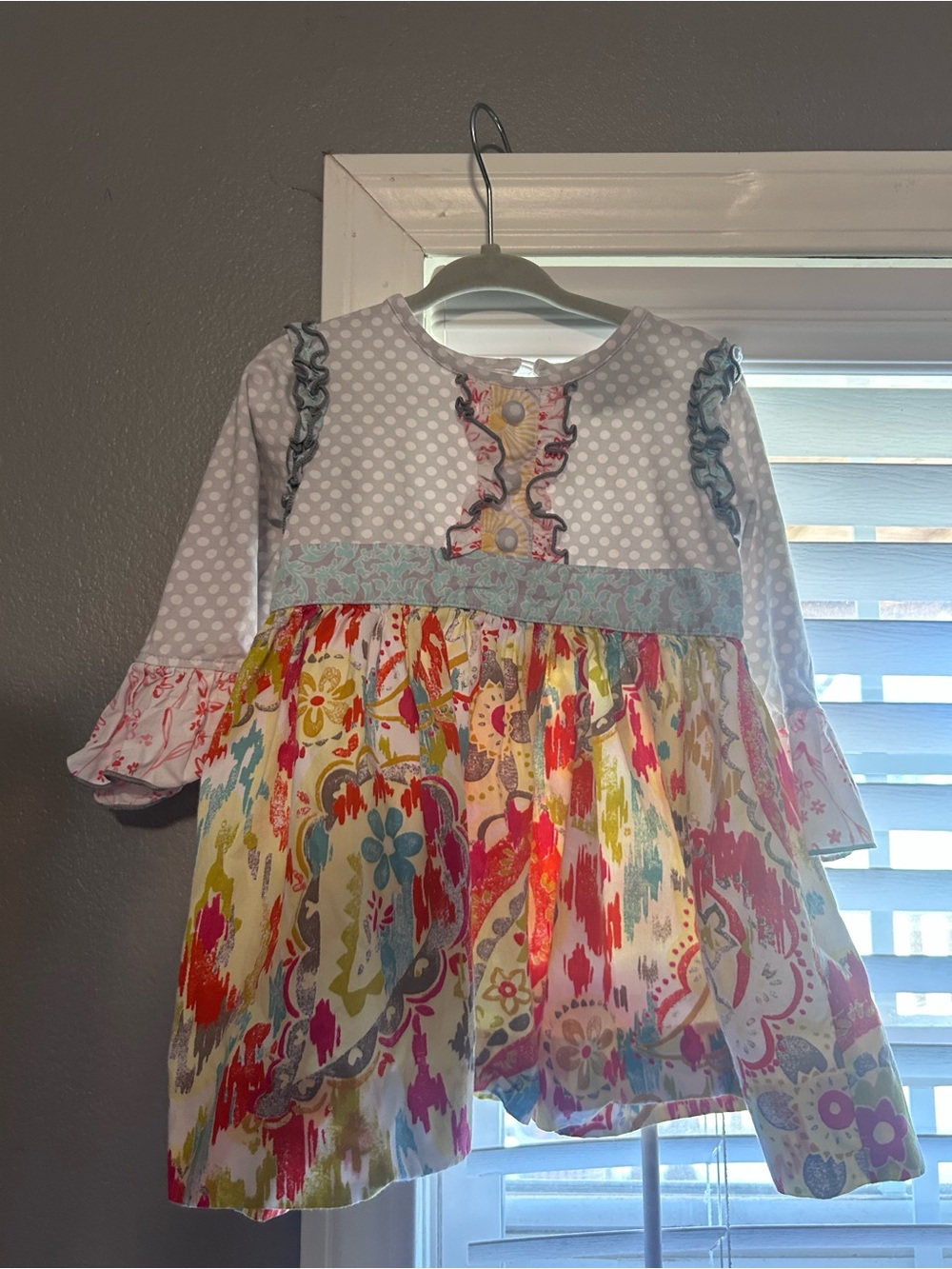Floral & Polka Dot little girls dress 24m
